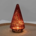 Clayre & Eef Decorazione natalizia con illuminazione a LED Alberi di Natale Ø 11x19 cm Rosso Vetro