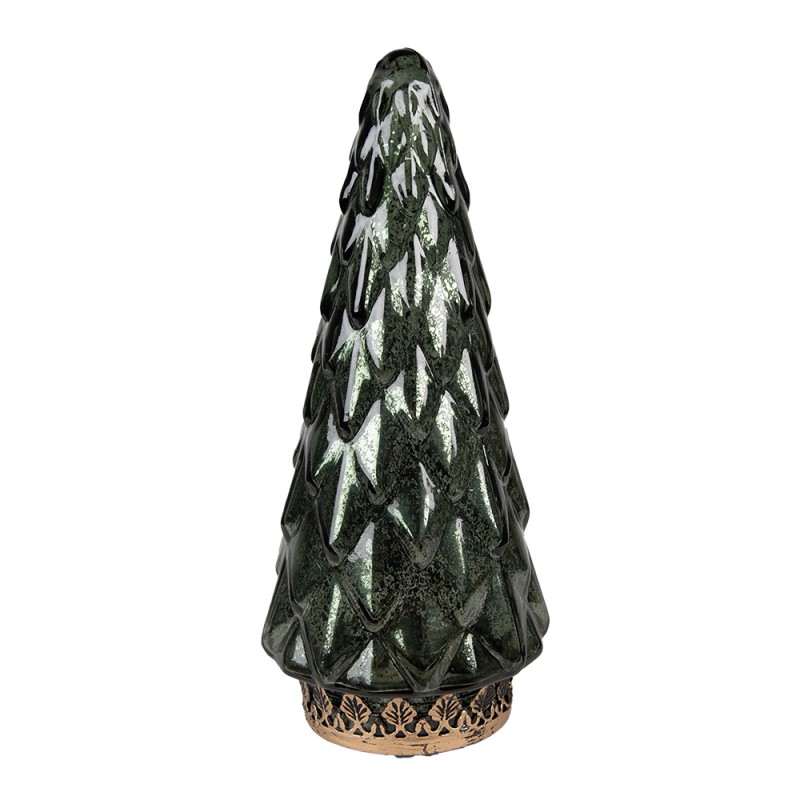 Clayre & Eef Decorazione natalizia con illuminazione a LED Albero di Natale Ø 11x24 cm Verde Vetro