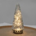 Clayre & Eef Weihnachtsdekoration mit LED-Beleuchtung Weihnachtsbaum Ø 11x24 cm Silberfarbig Glas