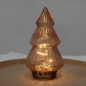 Clayre & Eef Christmas Decoration with LED Lighting Christmas Tree Ø 13x23 cm Copper colored Glass