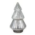 Clayre & Eef Décoration de Noël avec éclairage LED Sapin de Noël Ø 13x23 cm Couleur argent Verre