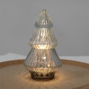 Clayre & Eef Kerstdecoratie met LED-verlichting Kerstboom Ø 13x23 cm Zilverkleurig Glas