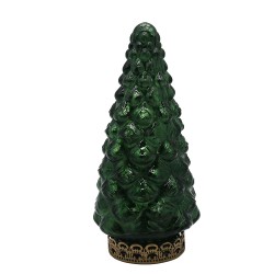 Clayre & Eef Décoration de Noël avec éclairage LED Sapin de Noël Ø 8x16 cm Vert Verre