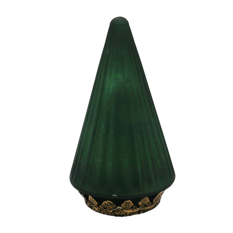 Clayre & Eef Décoration de Noël avec éclairage LED Sapin de Noël Ø 11x19 cm Vert Verre