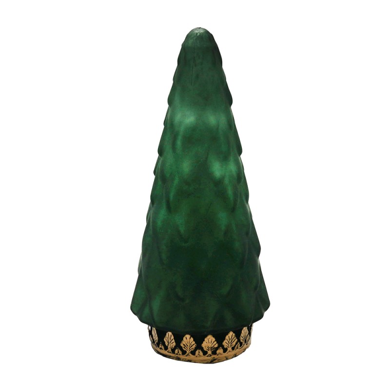 Clayre & Eef Décoration de Noël avec éclairage LED Sapin de Noël Ø 11x24 cm Vert Verre