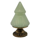 Clayre & Eef Décoration de Noël avec éclairage LED Sapin de Noël Ø 10x18 cm Vert Verre