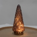 Clayre & Eef Decorazione natalizia con illuminazione a LED Albero di Natale Ø 11x24 cm Rosso Vetro