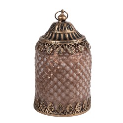 Clayre & Eef LED Lantern Ø 10x16 cm Brown Glass