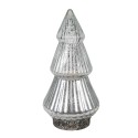 Clayre & Eef Decorazione natalizia con illuminazione a LED Albero di Natale Ø 8x14 cm Color argento Vetro