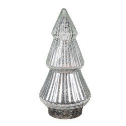 Clayre & Eef Christmas Decoration with LED Lighting Christmas Tree Ø 8x14 cm Silver colored Glass
