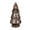 Clayre & Eef Décoration de Noël avec éclairage LED Sapin de Noël Ø 8x16 cm Marron Verre