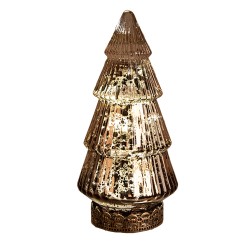 Clayre & Eef Décoration de Noël avec éclairage LED Sapin de Noël Ø 8x16 cm Marron Verre