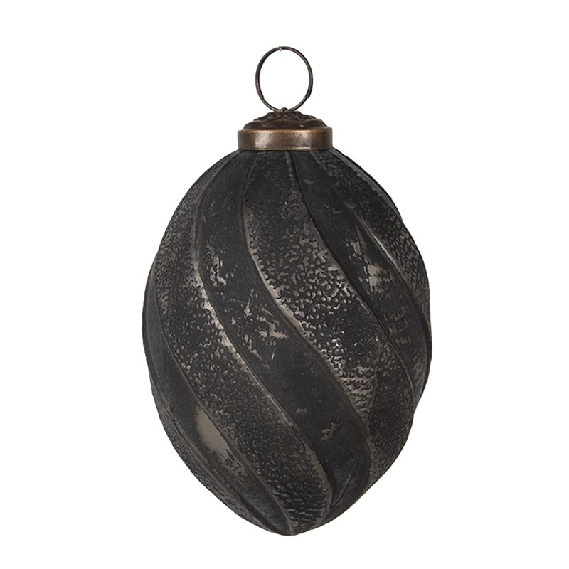 Clayre & Eef Boule de Noël Ø 7x10 cm Noir Verre