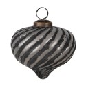 Clayre & Eef Christmas Bauble Ø 10x9 cm Black Grey Glass