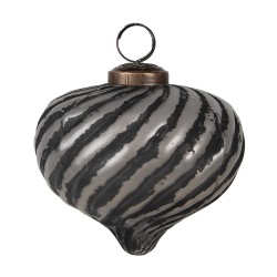 Clayre & Eef Boule de Noël Ø 10x9 cm Noir Gris Verre