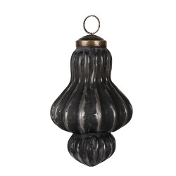 Clayre & Eef Boule de Noël Ø 7x12 cm Noir Gris Verre