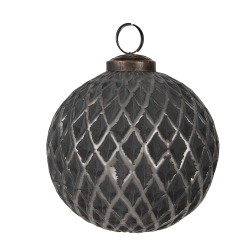 Clayre & Eef Palla di natale Ø 10x10 cm Nero Grigio Vetro