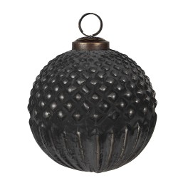 Clayre & Eef Christmas Bauble Ø 10x10 cm Black Grey Glass