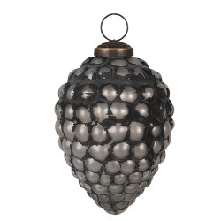 Clayre & Eef Boule de Noël Ø 8x11 cm Noir Gris Verre