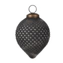 Clayre & Eef Boule de Noël Ø 8x10 cm Noir Gris Verre