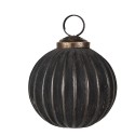 Clayre & Eef Christmas Bauble Ø 7x7 cm Black Grey Glass