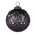 Clayre & Eef Christmas Bauble Ø 10x10 cm Grey Glass