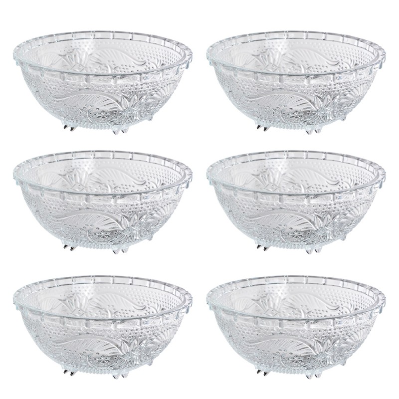 Clayre & Eef Plat de service set de 6 Ø 12x5 cm Transparent Verre