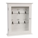 Clayre & Eef Sleutelkastje  25x7x31 cm Wit Hout Glas Rechthoek