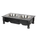 Clayre & Eef Dog Bowl 2x500 ml Black Wood Iron Rectangle