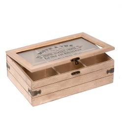 Clayre & Eef Scatola da tè con 6 scomparti 24x16x8 cm Marrone Legno  Rettangolo