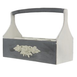 Clayre & Eef Portabottiglie 45x21x34 cm Grigio Legno  Rettangolo