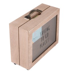 Clayre & Eef Money Box 18x7x17 cm Brown MDF Glass Rectangle