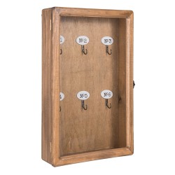 Clayre & Eef Sleutelkastje  24x7x38 cm Bruin Hout Glas Rechthoek