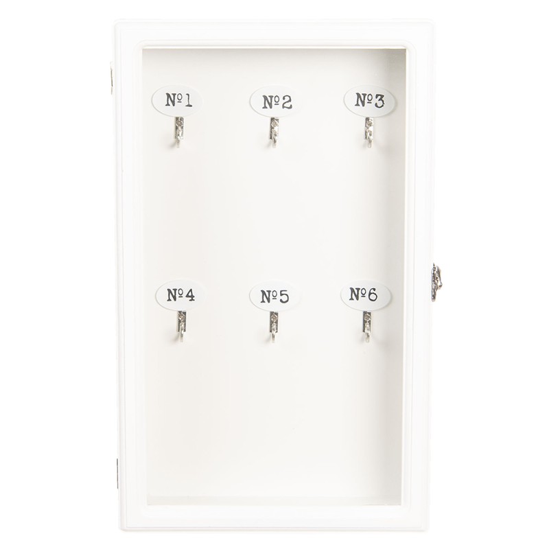 Clayre & Eef Key Cabinet 24x7x38 cm White Wood Rectangle