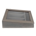 Clayre & Eef Bestekbak  30x30x8 cm Grijs Hout Glas Vierkant