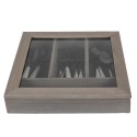 Clayre & Eef Bestekbak  30x30x8 cm Grijs Hout Glas Vierkant