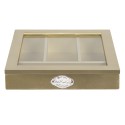 Clayre & Eef Range-couverts 30x30x8 cm Couleur or Bois Verre Carré