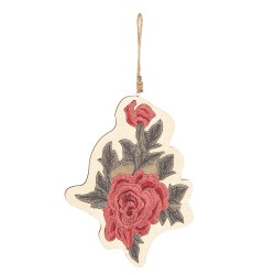 Clayre & Eef Pendentif 27x20 cm Rose Vert Bois Fleur