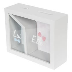 Clayre & Eef Money Box 20x7x16 cm White Wood Rectangle