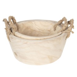 Clayre & Eef Panier de rangement set de 2 Ø 36 / Ø 29 cm Beige Bois Rond