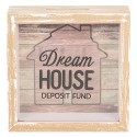 Clayre & Eef Spaarpot  15x5x15 cm Bruin Hout Vierkant Dream House