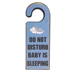 Clayre & Eef Textschild 11x30 cm Blau Schwarz Holz Rechteck Do Not Disturb