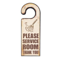 Clayre & Eef Text Sign 11x30 cm Brown Wood Rectangle Service Room