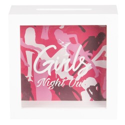 Clayre & Eef Salvadanaio 15x5x15 cm Bianco Legno  Quadrato Girls Night Out