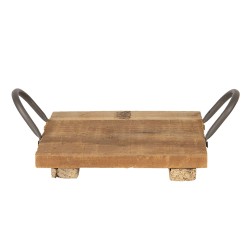 Clayre & Eef Decorative Serving Tray 20x20x9 cm Brown Wood Zinc Square