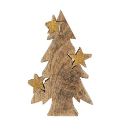 Clayre & Eef Beeld Kerstboom 10x3x16 cm Bruin Hout