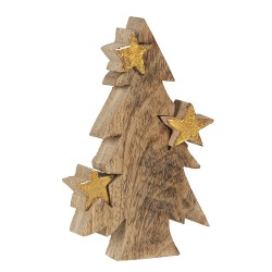 Clayre & Eef Beeld Kerstboom 10x3x16 cm Bruin Hout