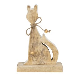 Clayre & Eef Decoratie Kat 11x3x16 cm Bruin Hout