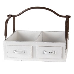 Clayre & Eef Basket 41x19x29 cm White Wood Metal