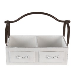 Clayre & Eef Basket 41x19x29 cm White Wood Metal